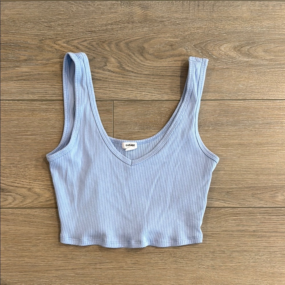 Garage Ribbed Crop Top (Blue) - Small